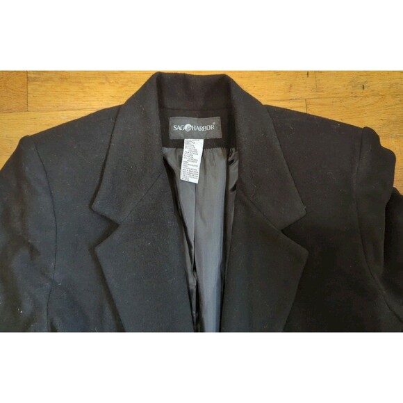 New Sag Harbor Womens Blazer Black Wool Nylon Cashmere One Button Sz 12 Jacket - Picture 7 of 9